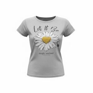 Simply Southern Youth Small Gray Let It Be Daisy Graphic T Shirt Girls